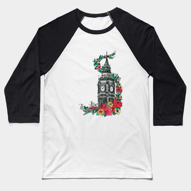 London // Big Ben Baseball T-Shirt by CasValli